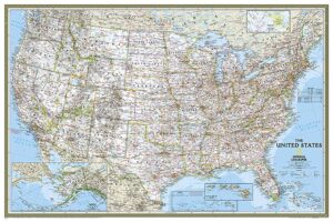 National Geographic Wall Maps: United States Classic, Enlarged & Tubed