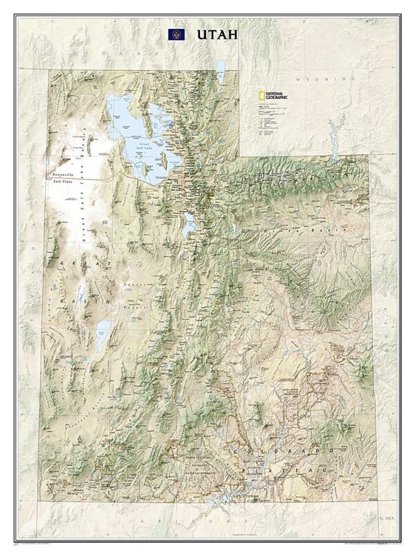 National Geographic Wall Maps: Utah Tubed
