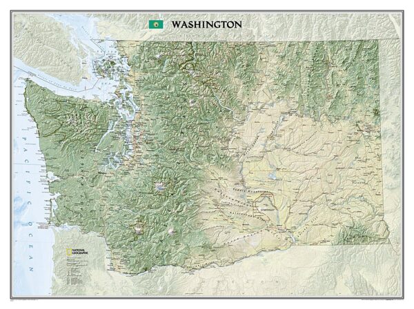National Geographic Wall Maps: Washington, Tubed
